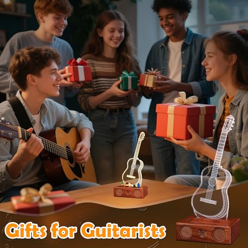 Acrylic Light Up Guitar Pick Holder with Wooden Base N1230