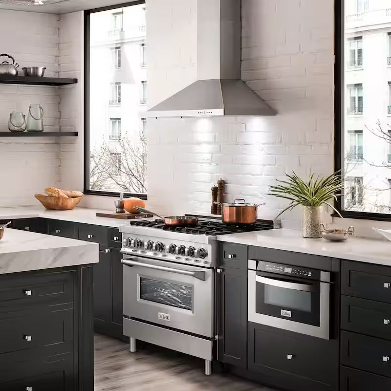 30 in. 400 CFM Convertible Wall Mount Range Hood with 2 Charcoal Filters W8079