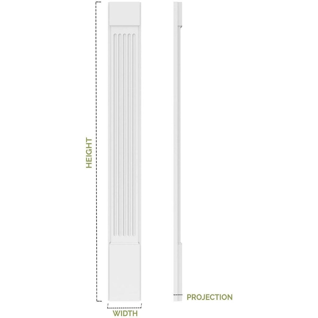 Two Equal Flat Panel PVC Pilaster with Capital and Base (Pair) U9089