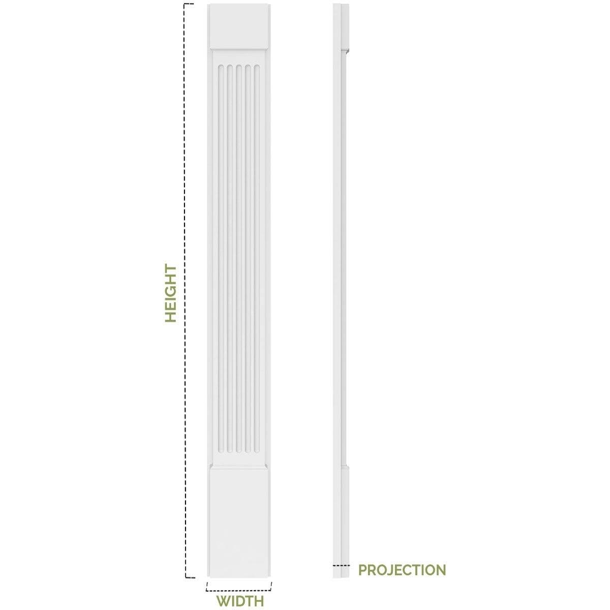 Two Equal Flat Panel PVC Pilaster with Capital and Base (Pair) U9089