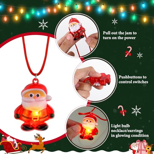 Light up Christmas Bulb Necklace with Santa Claus Tree Snowman Snowflake Candy Decorations 36 Pcs Q447
