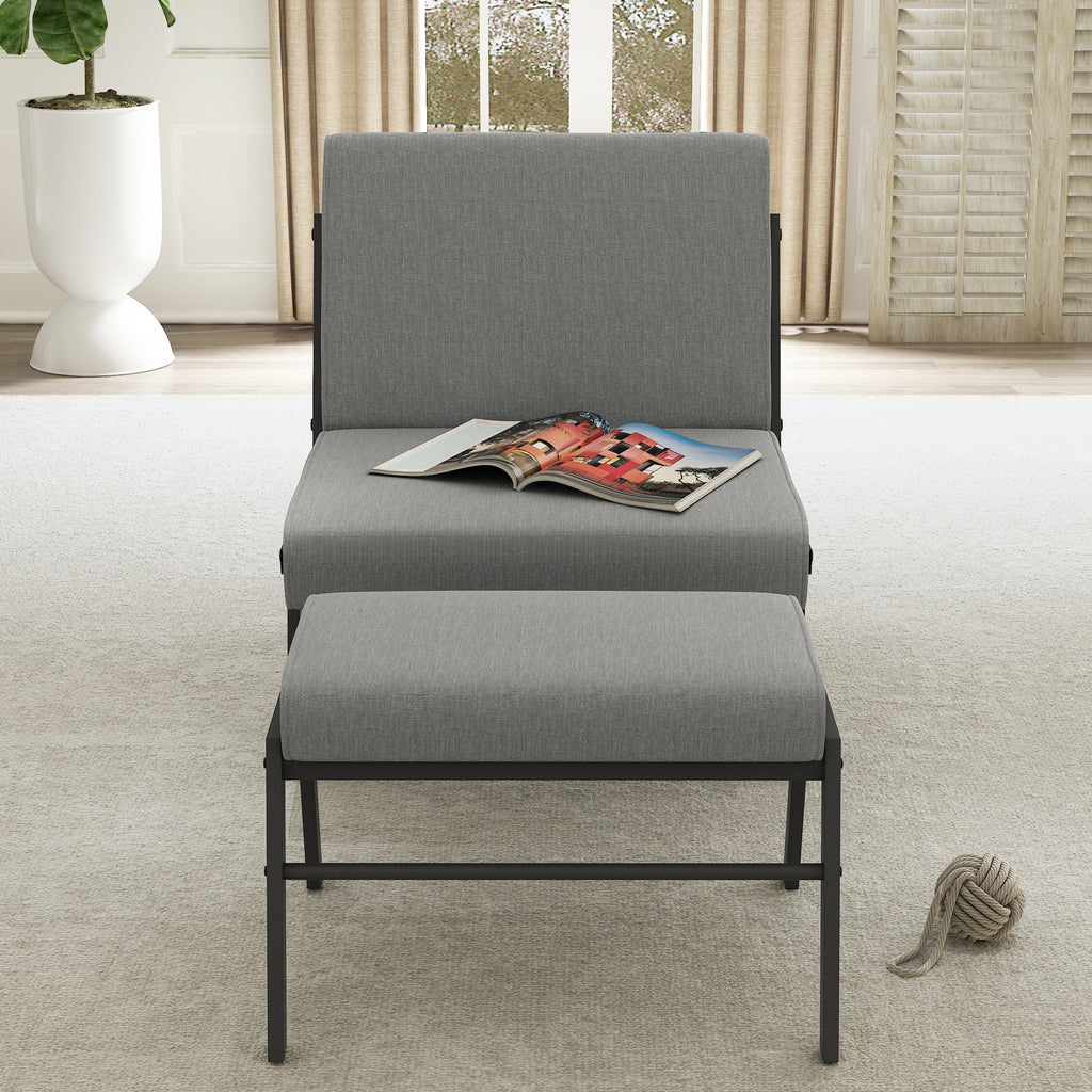 Modern Upholstered Accent Chair with Ottoman Linen Chair E3231