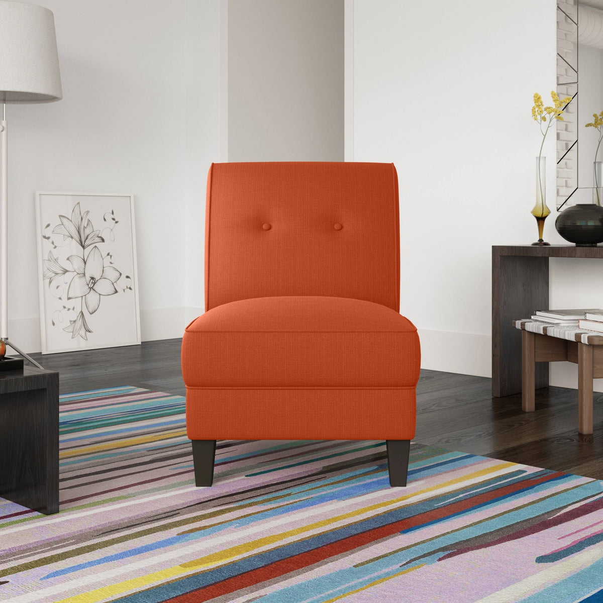 Orange Linen Armless Chair C422