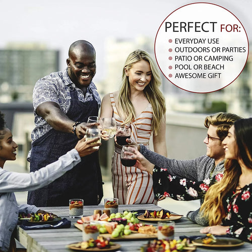 16 oz BPA-Free Stemless Plastic Wine Glasses Set of 12 O9308
