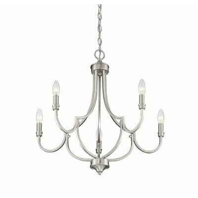 Satin Nickel 5 Light Candle Style Empire Chandelier G658