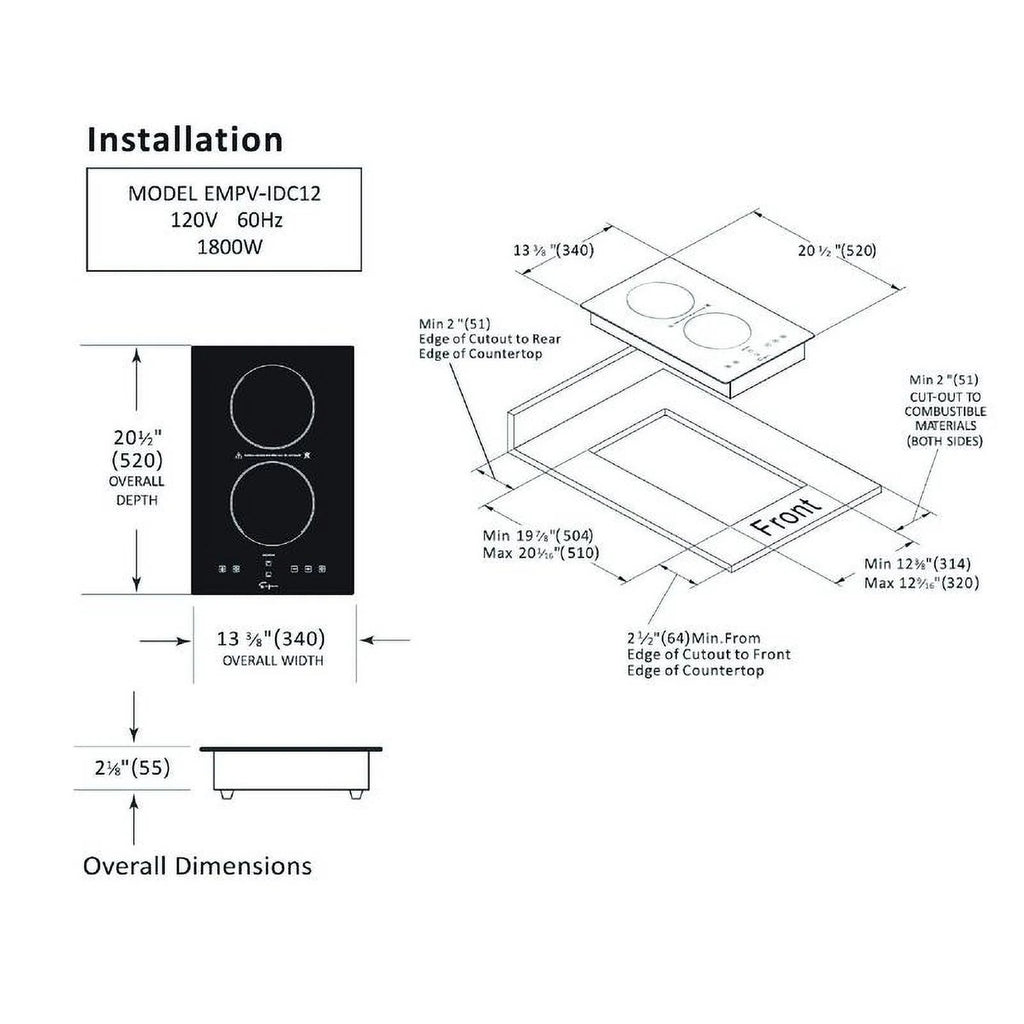 2 Burner Induction Cooktop with Ceramic Glass Surface U284533