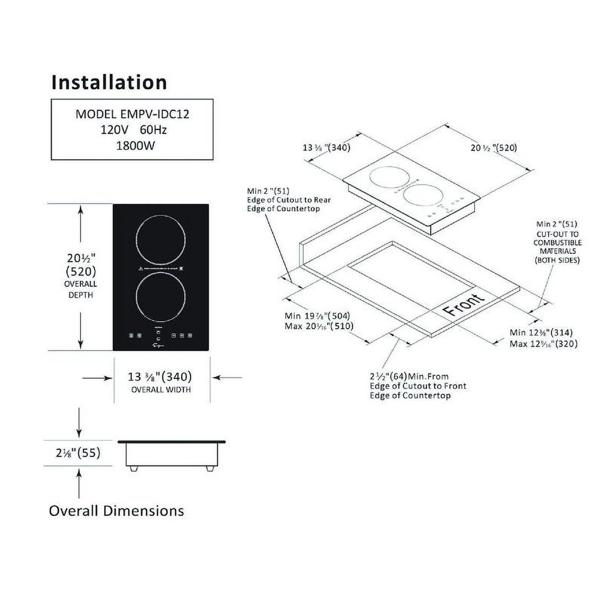 2 Burner Induction Cooktop with Ceramic Glass Surface U284533