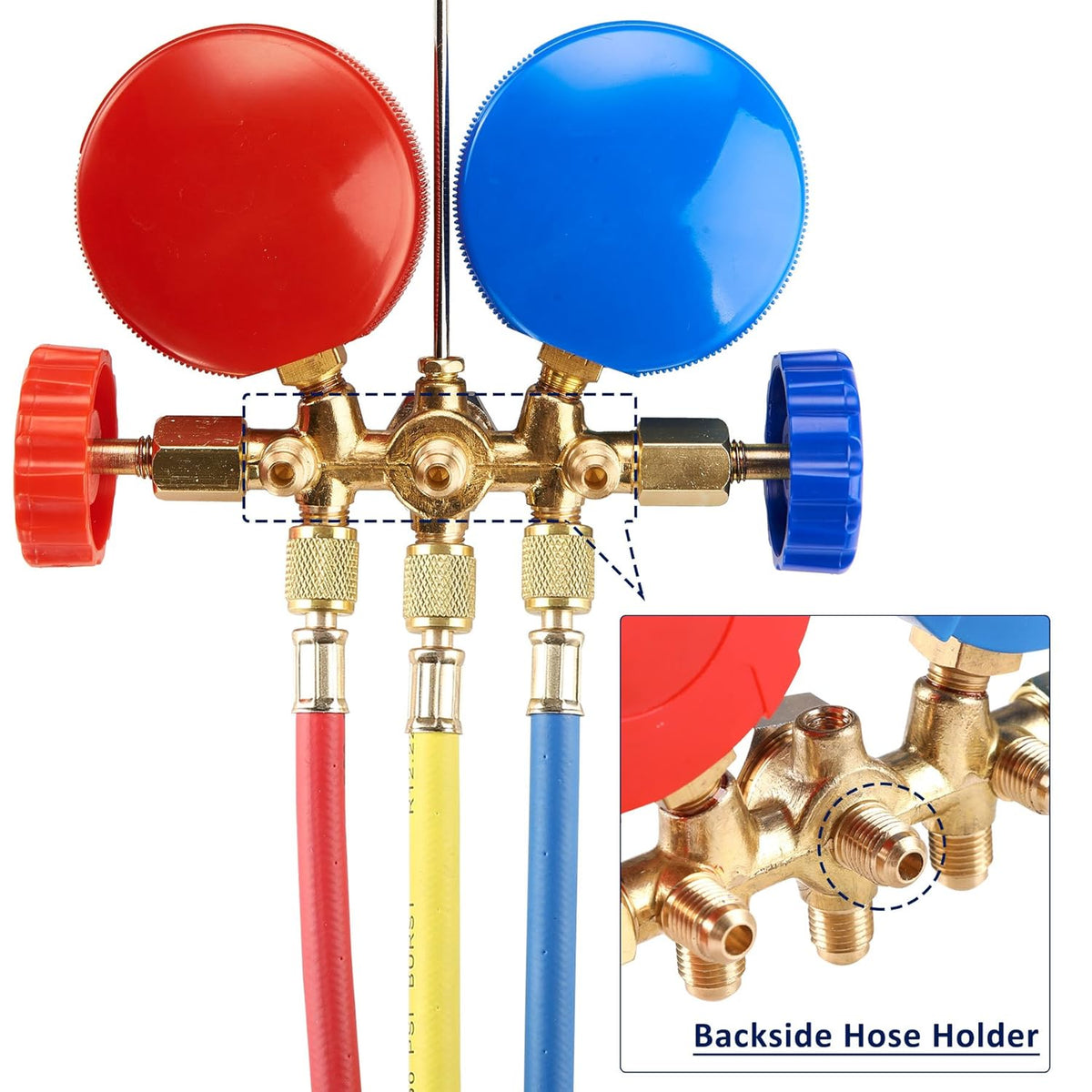 AC Diagnostic Manifold Freon Gauge Set with Couplers, Adapter for R134A R12 R22 R502 C776359