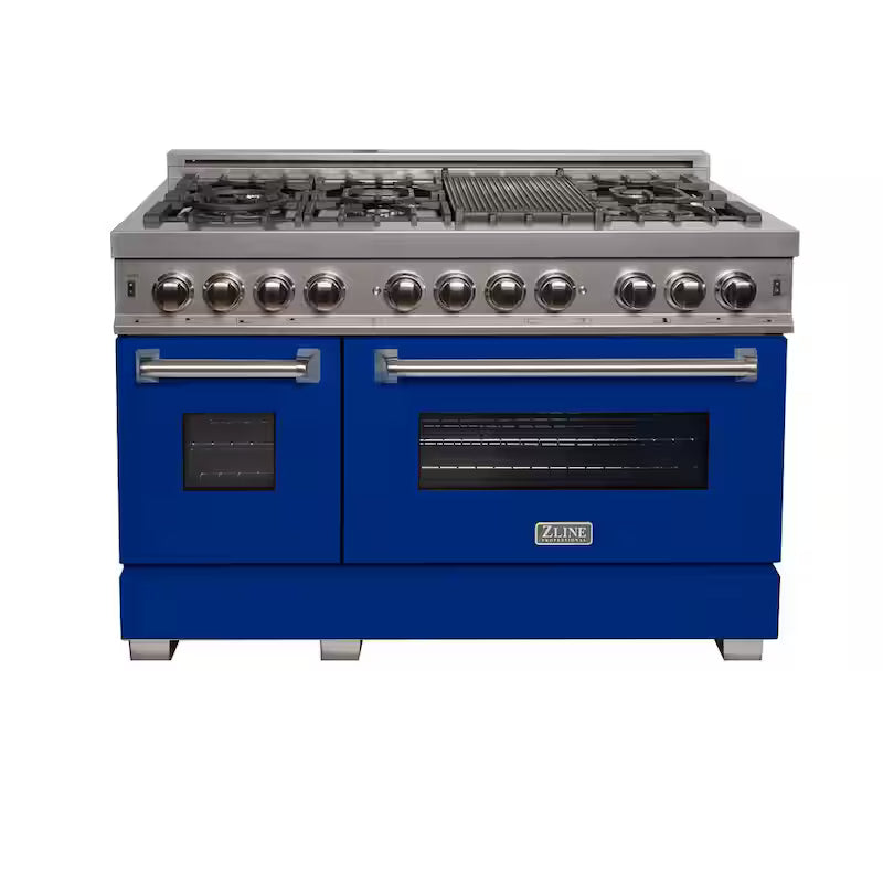 7 Burner Double Oven Dual Fuel Range with Blue Matte Door C2591
