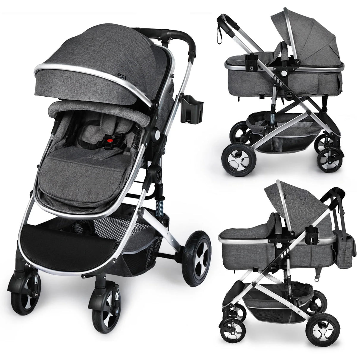 2 in 1 Convertible Baby Stroller Dark Grey A1872