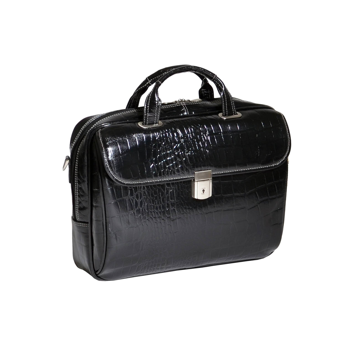 Black Leather Large Ladies Laptop Brief R66324