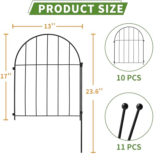 10 Pack Metal No Dig Garden Fence 11FT x 17inch Z514