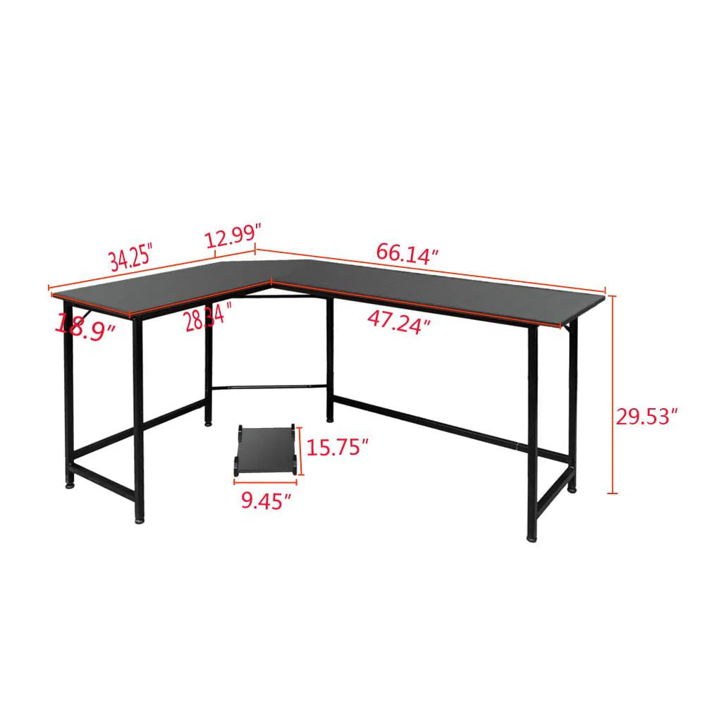 Black L-Shaped Computer Desk G583