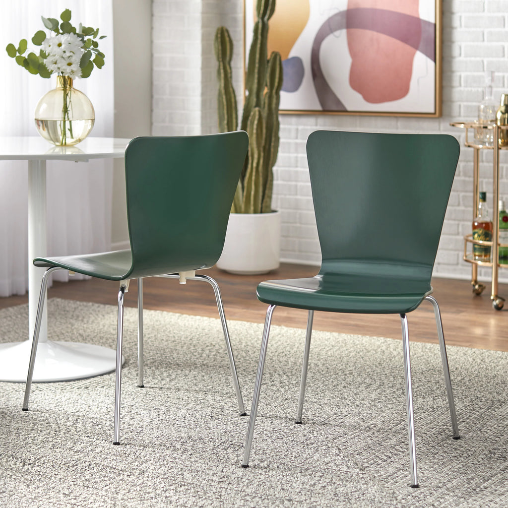 Set of 2 Dark Green Bentwood Dining Chair S58145