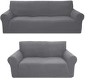 Light Gray 2-Piece Polyester Spandex SlipCover Set for Sofa Loveseat Couch W247