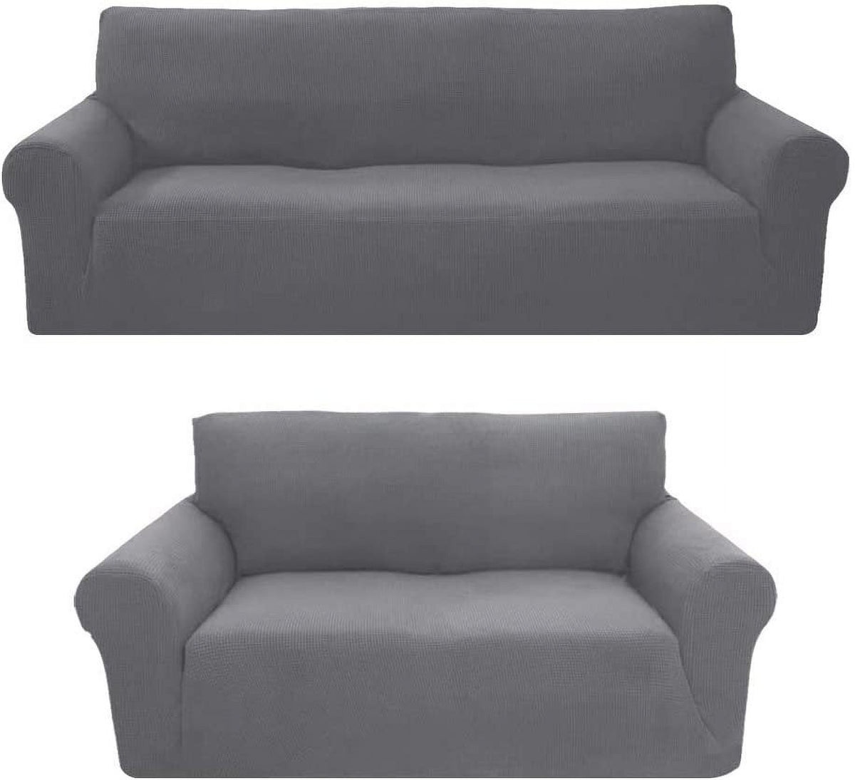 Light Gray 2-Piece Polyester Spandex SlipCover Set for Sofa Loveseat Couch W247
