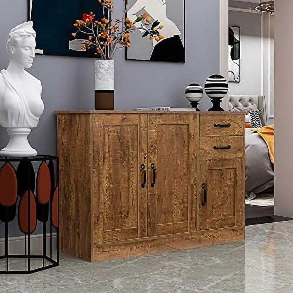 Mid-Century Coffee Cabinet Sideboard Buffet Accent Console Table Oak N3386