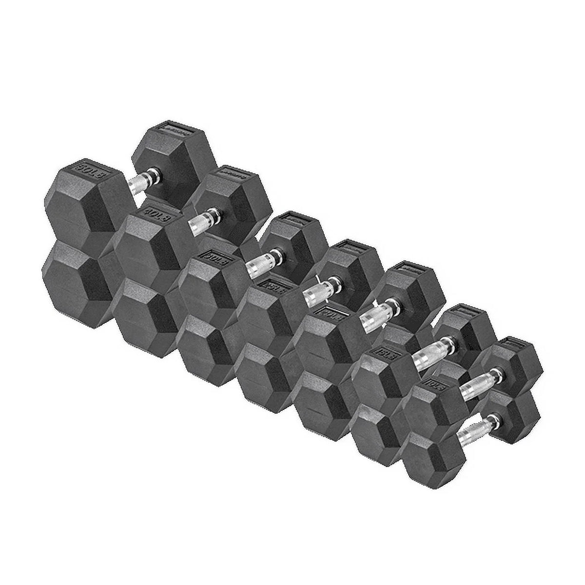 150 lb Hex Rubber Dumbbell Set S4941