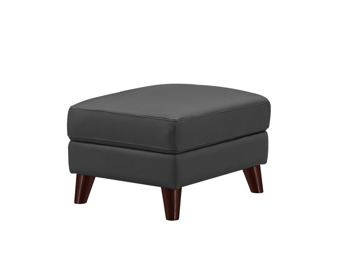 Slate Gray Leather Ottoman Z8870