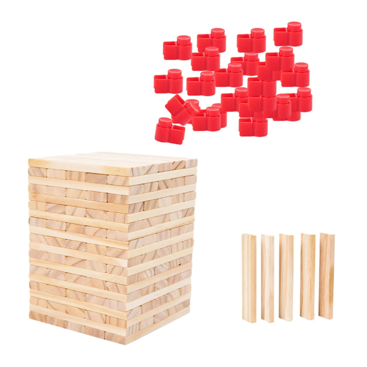 100 Pieces Wooden Blocks Stacking Game Building Kits Board Games W49478
