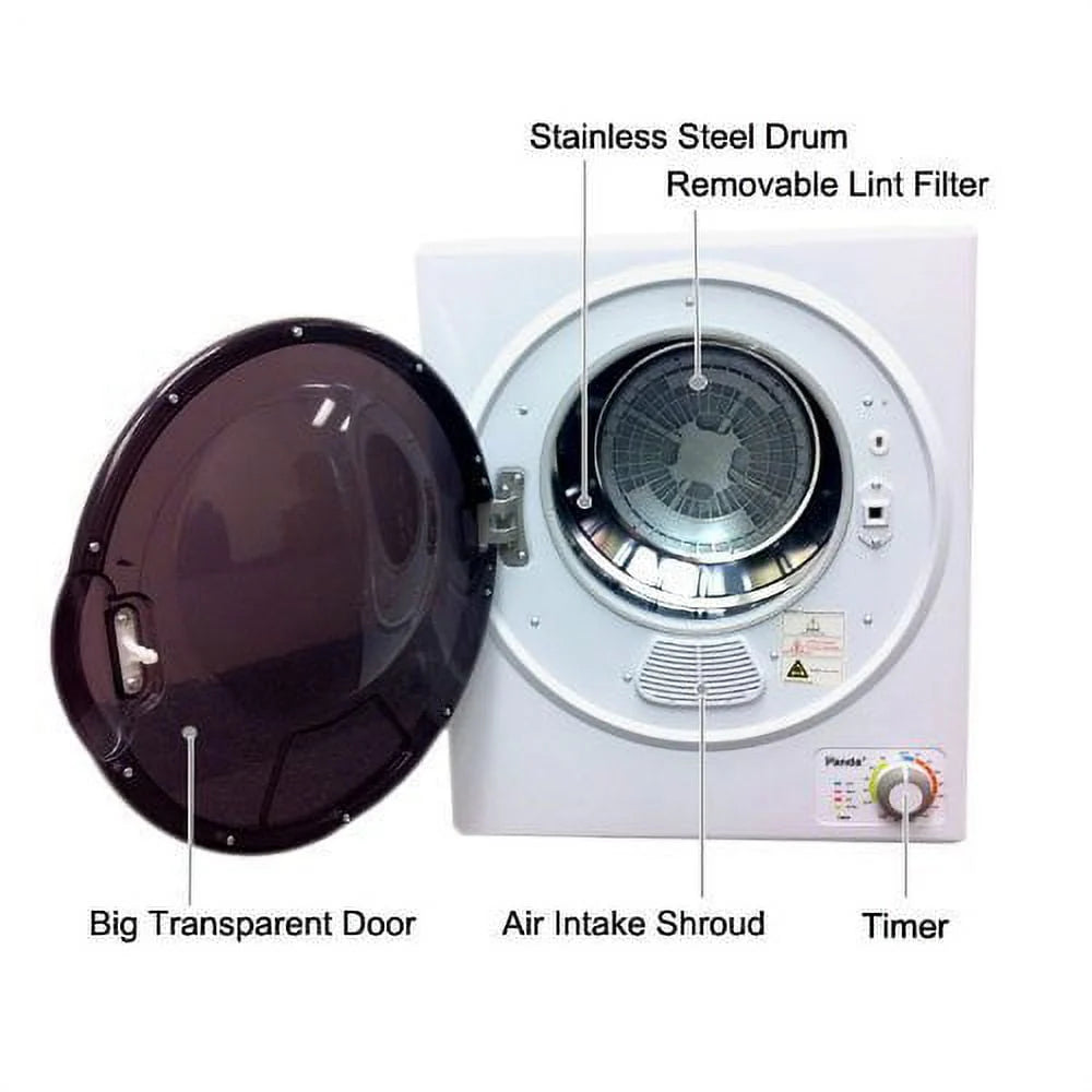 3.5 Cu.ft Compact Portable Electric Laundry Dryer, 13 Lbs Capacity, White and Black E4481