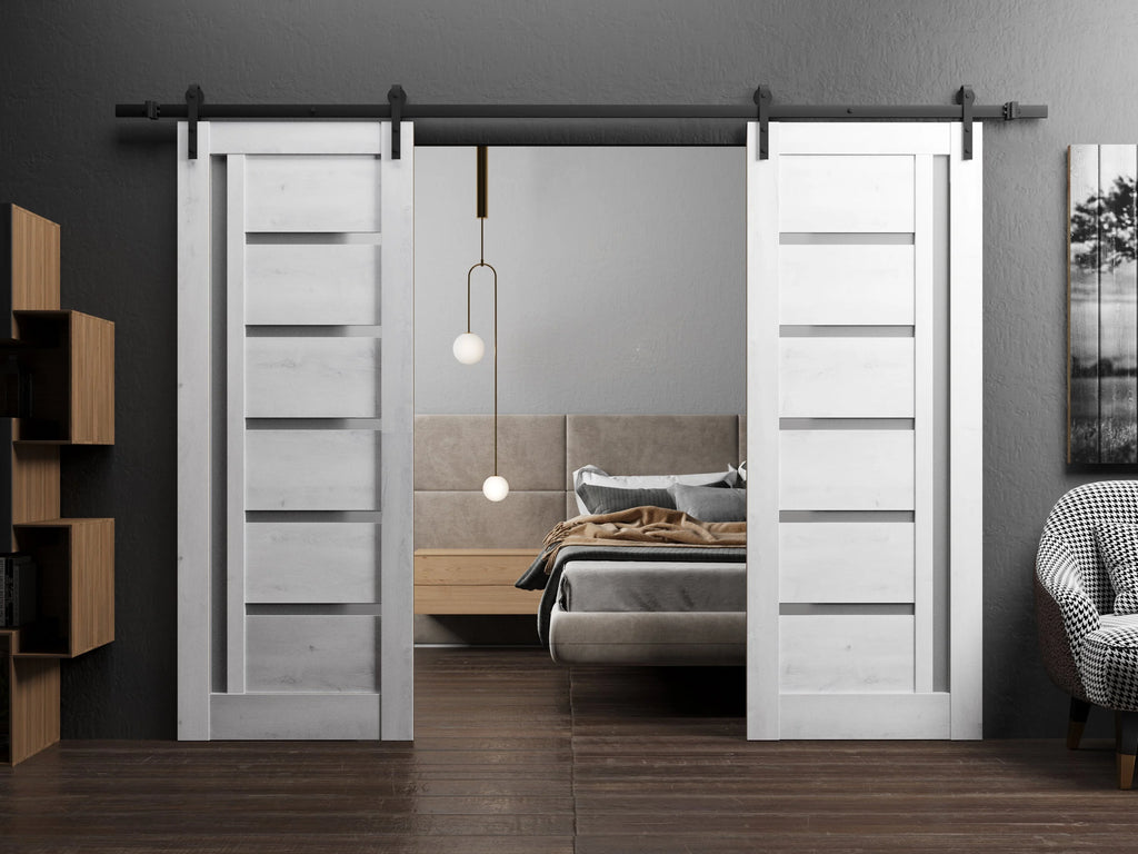 Double Barn Door 36 x 84 inches with Frosted Glass L2743