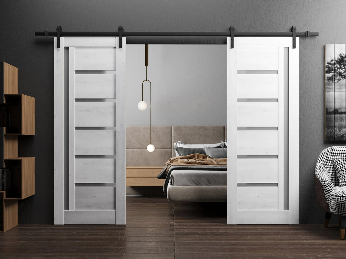 Double Barn Door 36 x 84 inches with Frosted Glass L2743