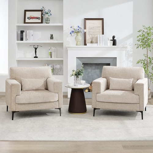 Oversized Green Chenille Armchair with Metal Legs B71509