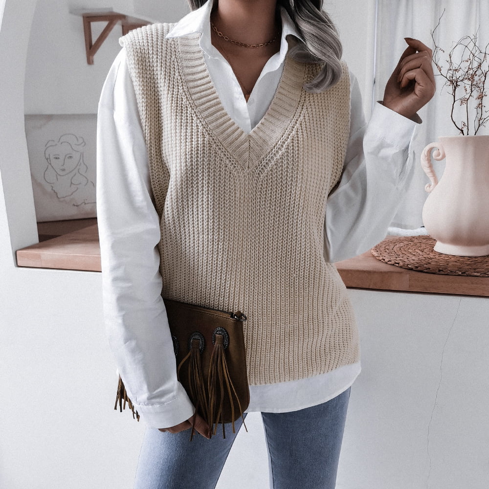 Sleeveless V-Neck Knitted Sweater Vest S1879
