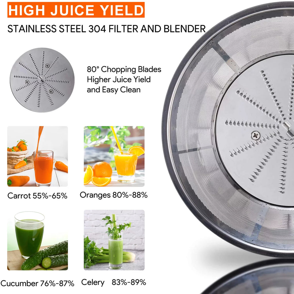 Electric Juicer 2 Speeds 65mm Wide Mouth Stainless Steel Black R652188