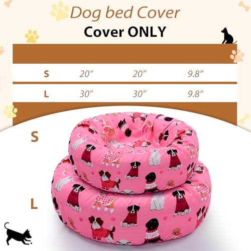 Elastic Edged Washable Round Dog Bed Cover with Christmas Pattern Q856994