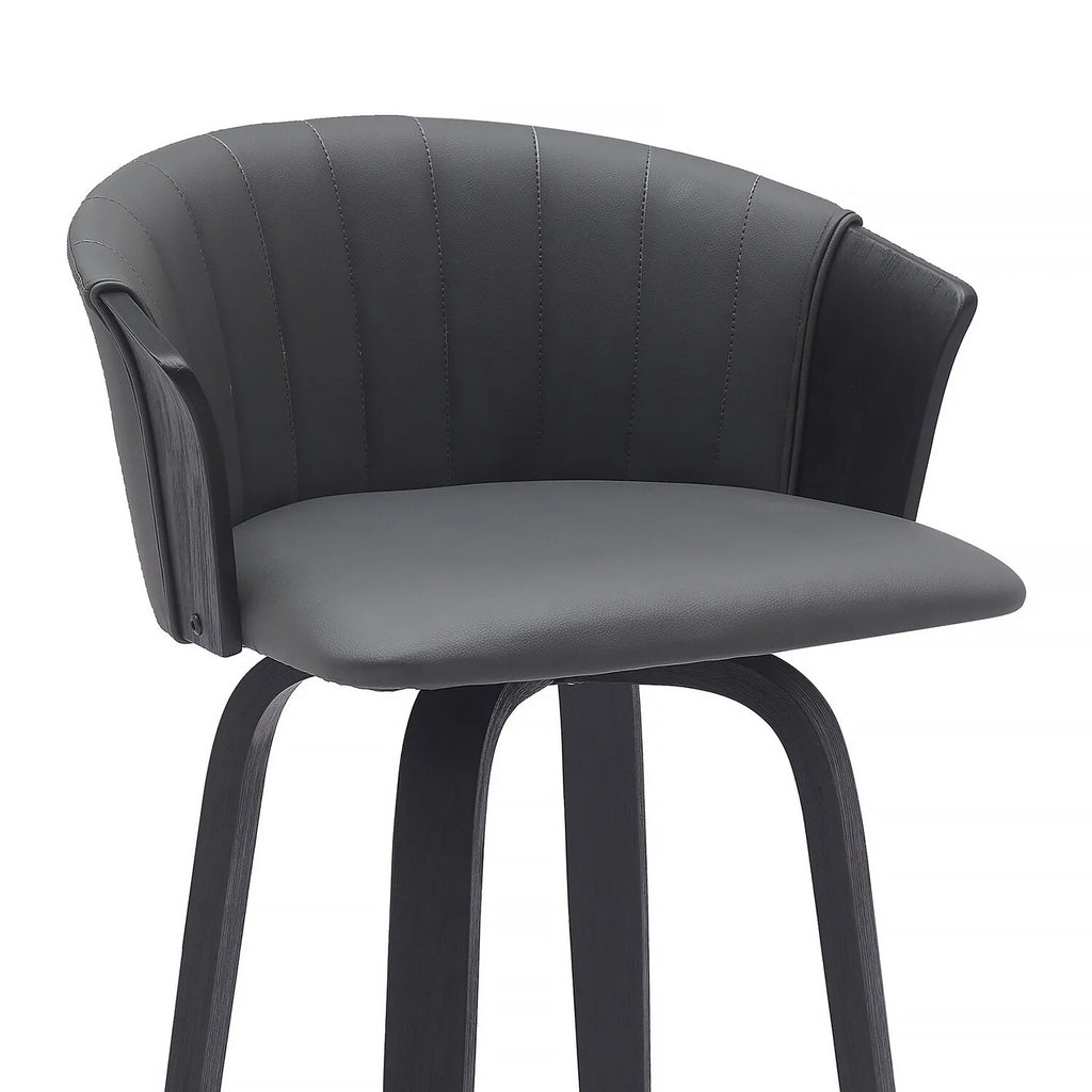 Black Faux Leather Swivel Barstool Chair Y202