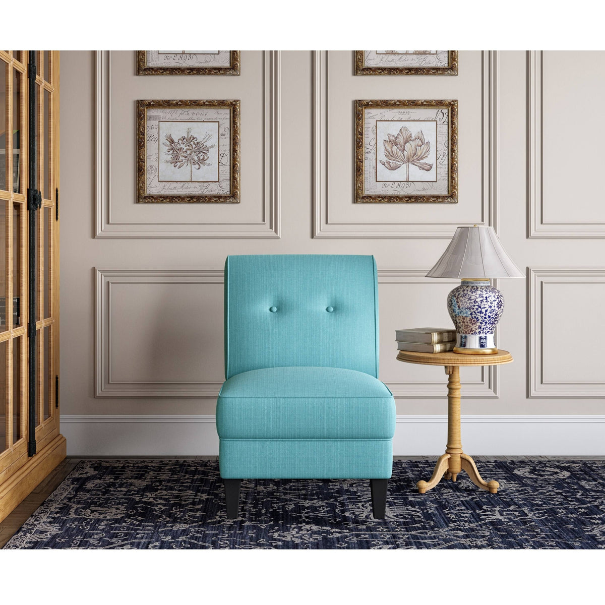 Orange Linen Armless Chair C422