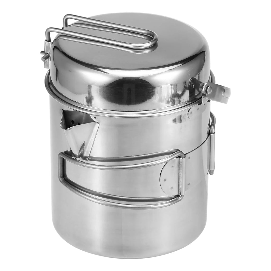 1L Stainless Steel Camping Kettle with Foldable Handle X932671