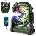 Portable Misting Fan with LED Light, 20000mAh Rechargeable with 250mL Water Tank and Hook, Orange V780