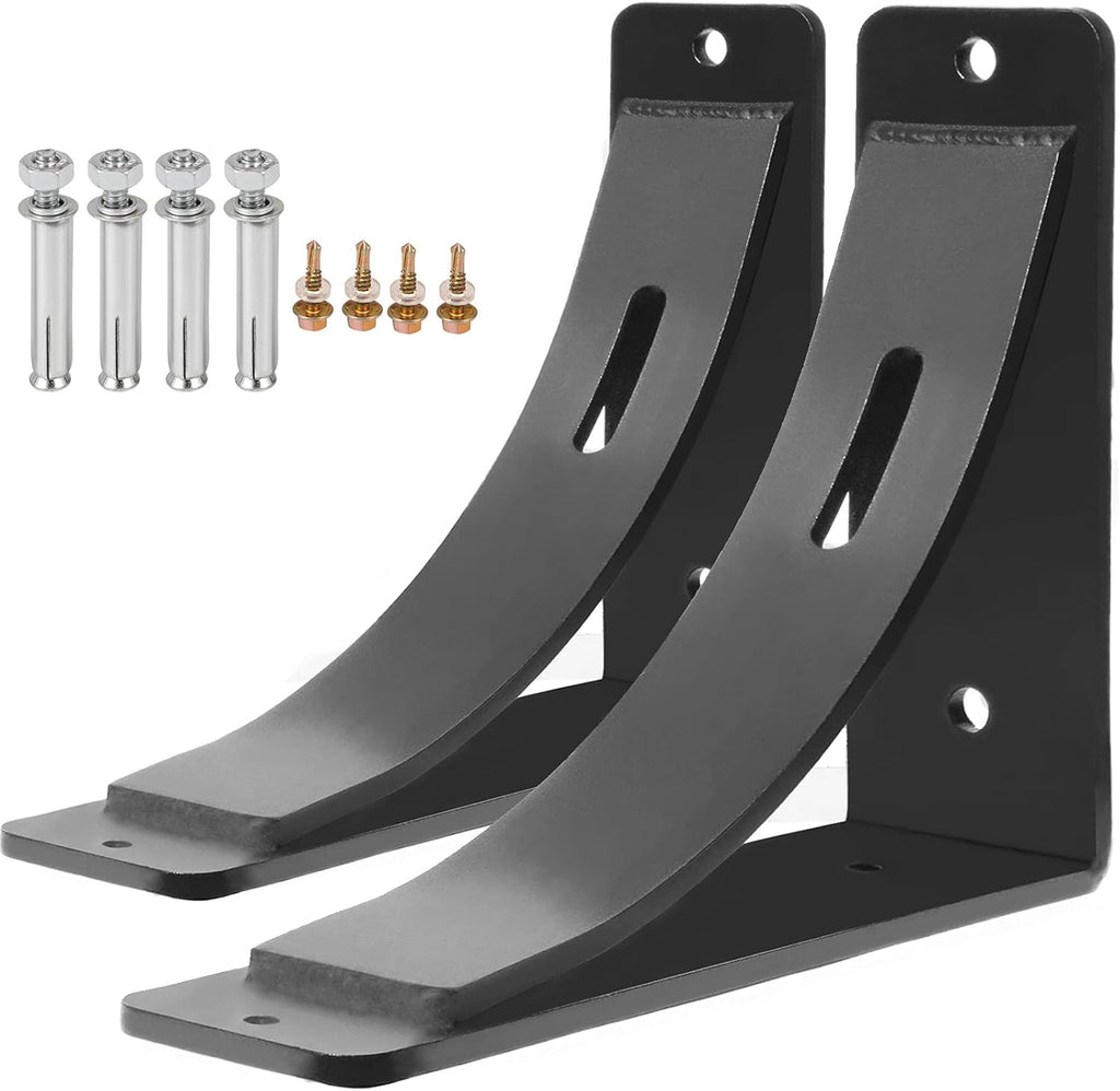 2Pcs Heavy Duty Steel Shelf Brackets Matte Black Y410