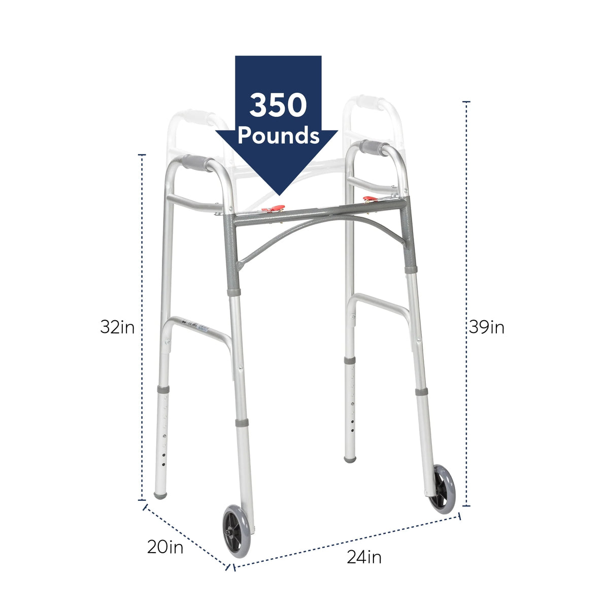 Two Button Folding Walker with 5 Wheels C832921