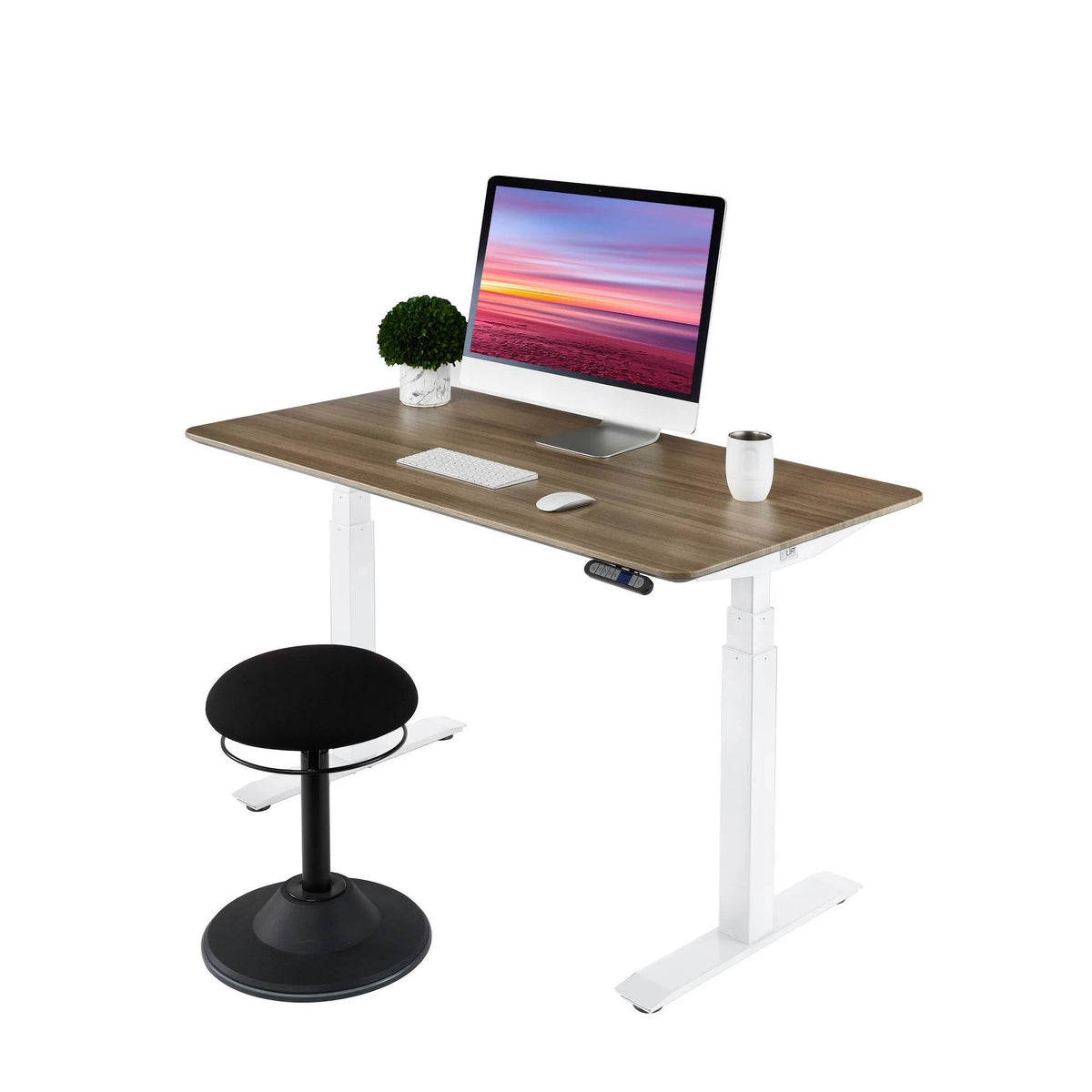 Ashwood/White Electric Height Adjustable Standing Desk O65415