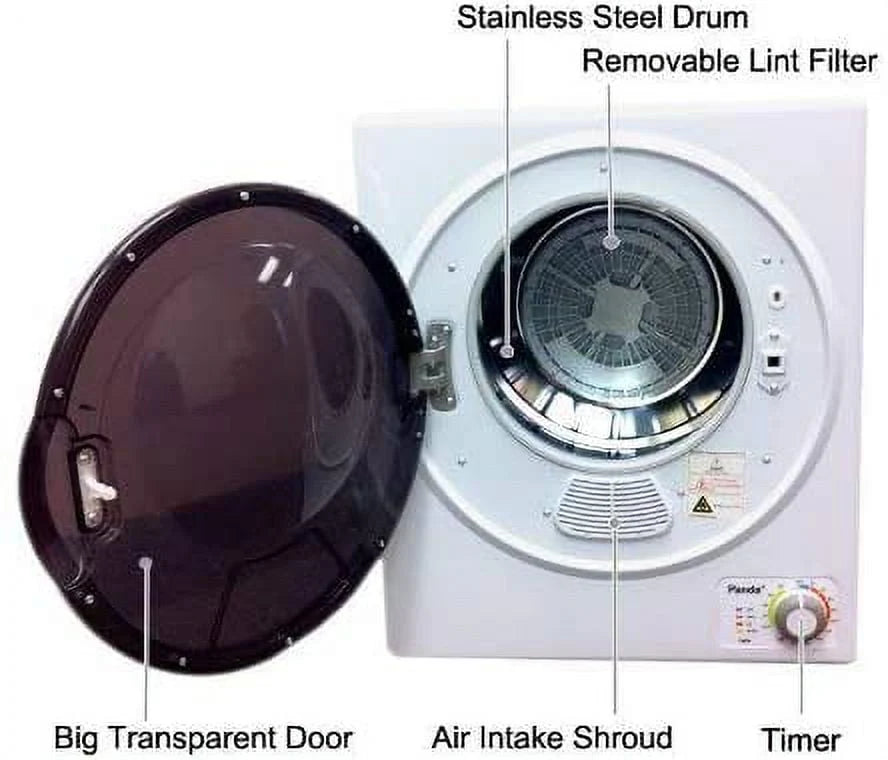3.5 Cu.ft Compact Portable Electric Laundry Dryer, 13 Lbs Capacity, White and Black E4481