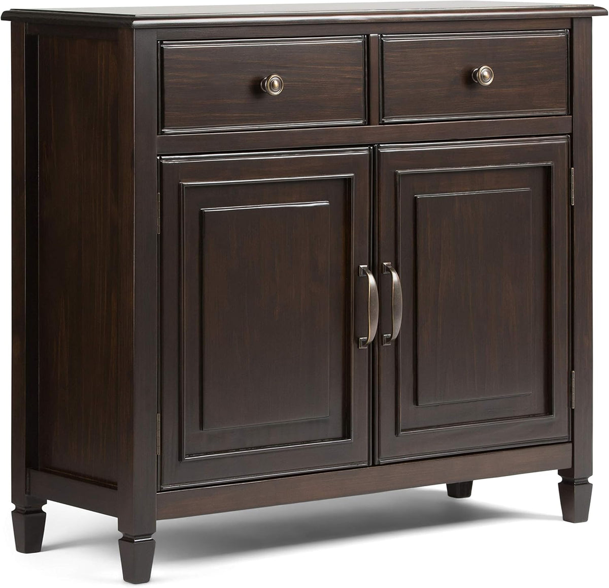 Distressed Grey Solid Wood Entryway Storage Cabinet with 2 Drawers, 2 Doors, Adjustable Shelves F68484