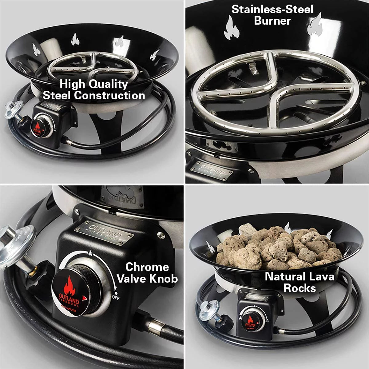 Portable Propane Fire Pit 21-inch 58,000 BTU with Cover & Carry Kit E540
