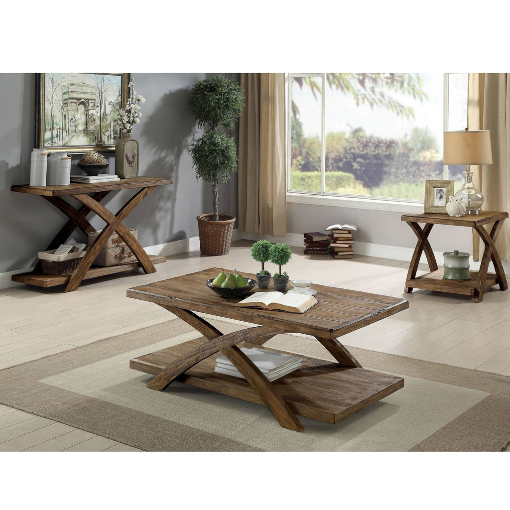 Rustic Oak 48-Inch Solid Wood 1-Shelf Sofa Table L2291