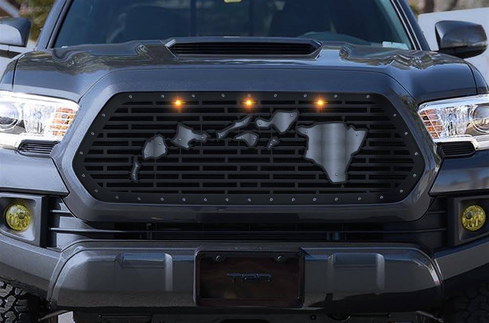 Steel Grille with 3 Amber Raptor Lights V809