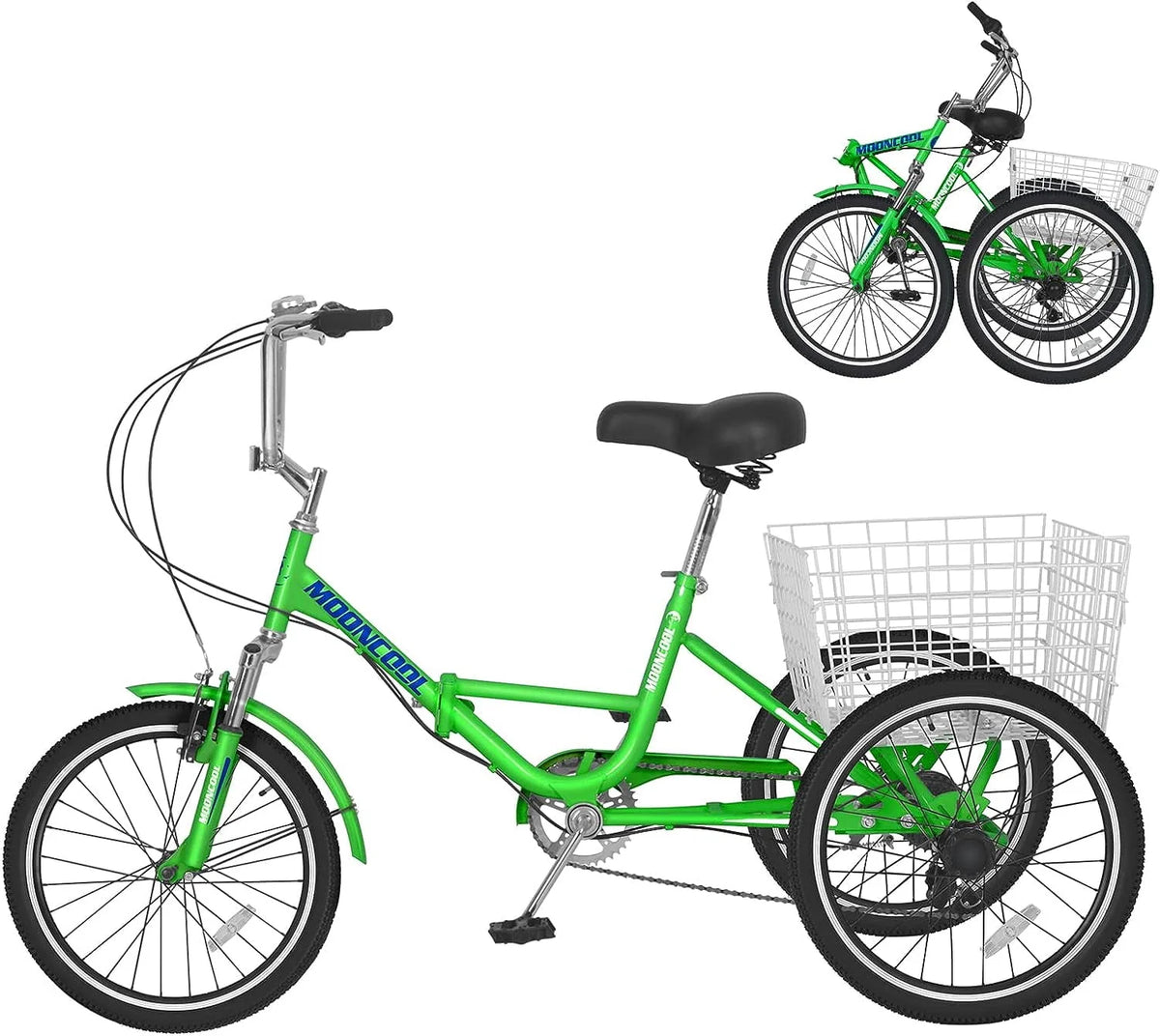 7 Speed 20/24/26 inch 3 Wheels Folding Tricycle with Basket H6526