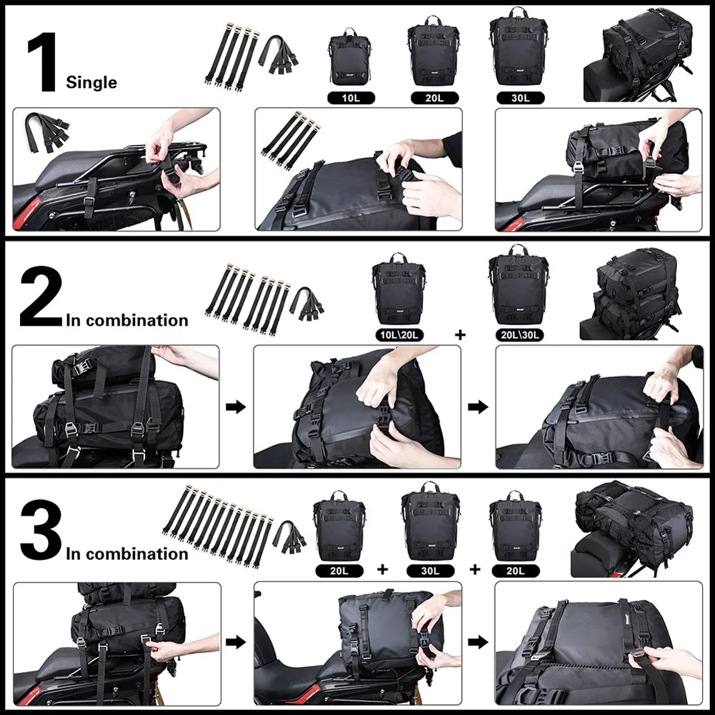 Waterproof Motorcycle Saddle Rack Trunk Luggage Bag V5727