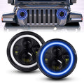 2 PCS 7 Inch Round LED Headlight High Low Beam (Green Halo) Z442
