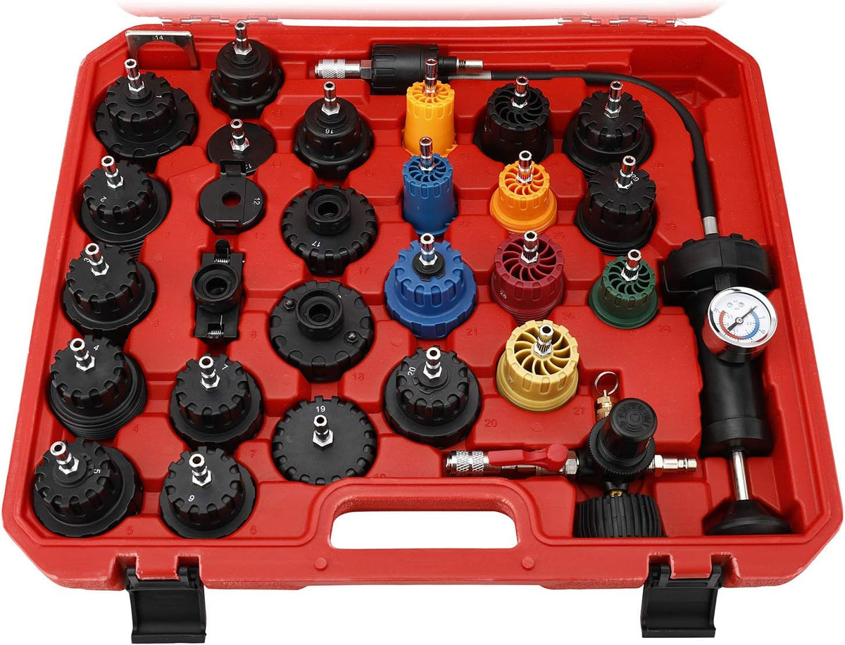 33Pcs Radiator and Cap Pressure Tester Kit Vacuum Type Cooling System Kit H756147