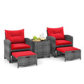 5 Piece Patio Rattan Furniture Set with Coffee Table U8577