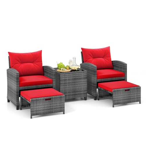 5 Piece Patio Rattan Furniture Set with Coffee Table U8577