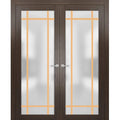 Solid French Double Doors 48 x 96 inches Wood Frosted Glass F4840